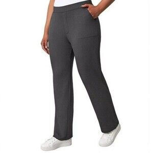 Mondetta Women's Herringbone Pull On Straight Leg Pants Black XL NWT